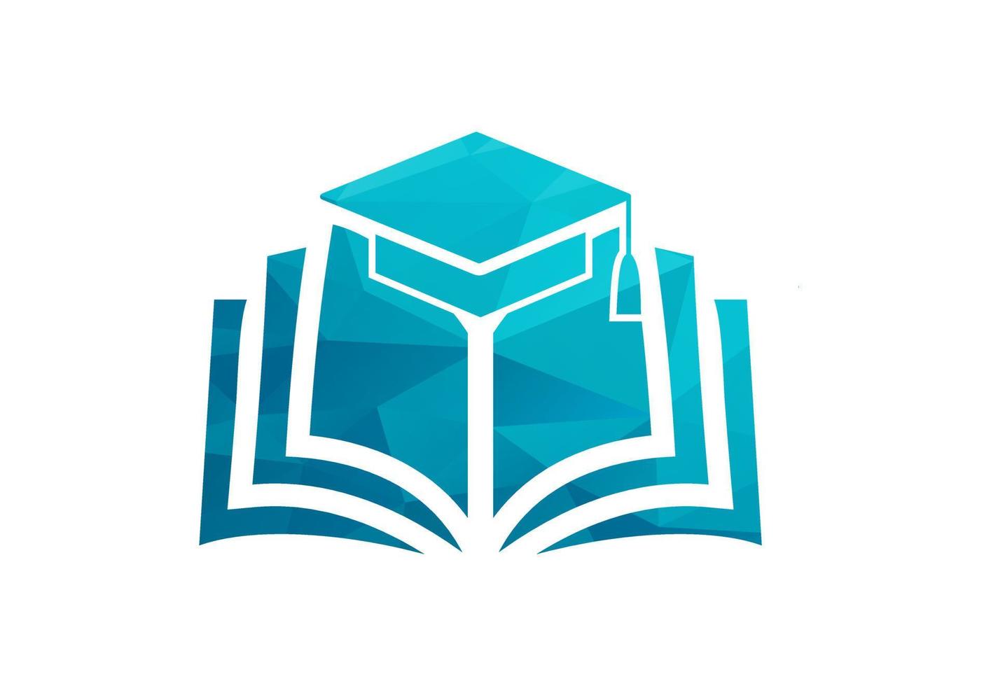 Low Poly and Education logo design, Vector design template