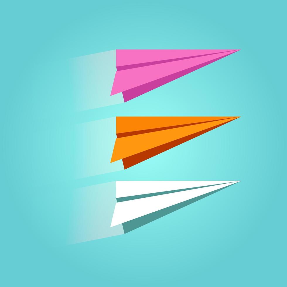 Set of colorful paper plane icons isolated on white background vector