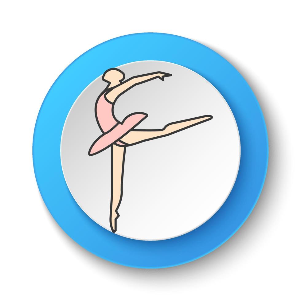 redondo botón para web icono, ballet, mujer. botón bandera redondo, Insignia interfaz para solicitud ilustración en blanco antecedentes vector