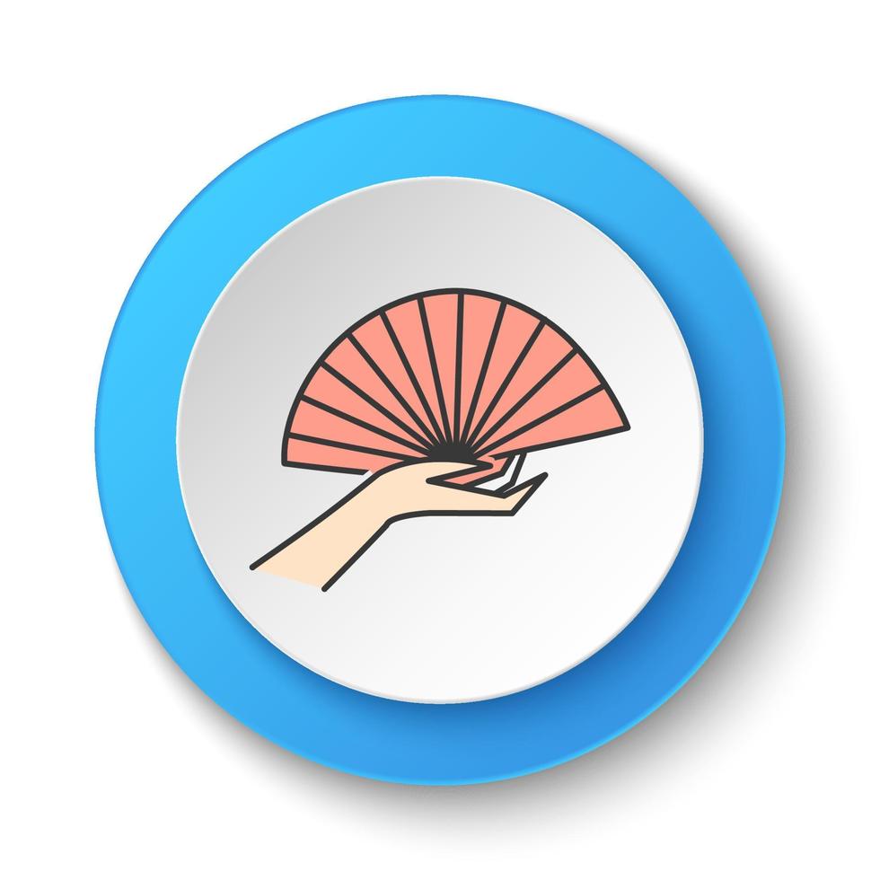 Round button for web icon, Woman hand, fan. Button banner round, badge interface for application illustration on white background vector