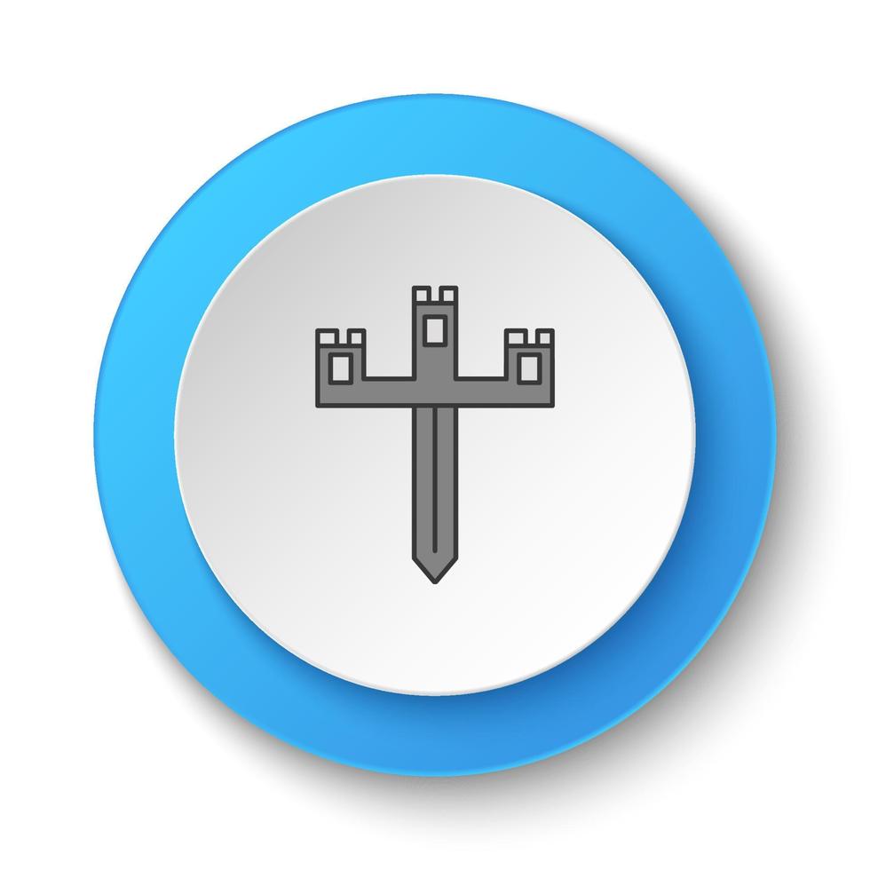 redondo botón para web icono, teatro, corona, castillo. botón bandera redondo, Insignia interfaz para solicitud ilustración en blanco antecedentes vector