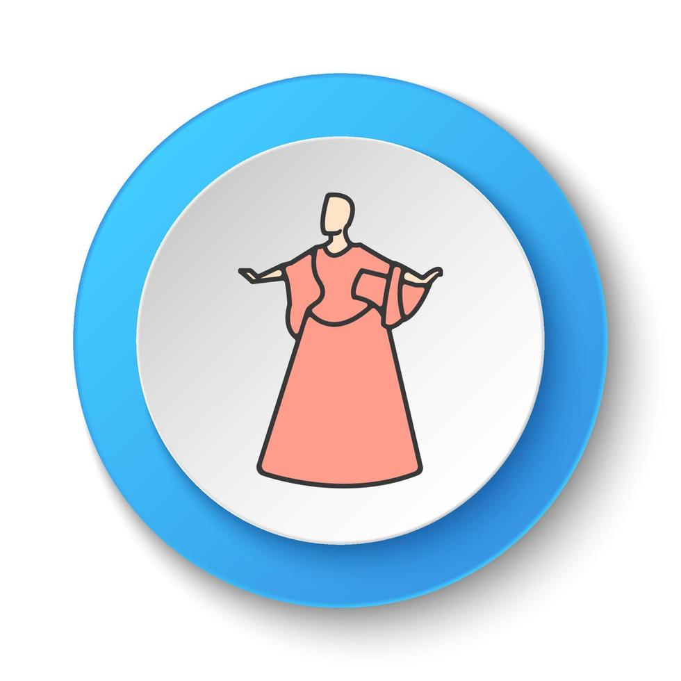 Round button for web icon, Actress, theater, woman. Button banner round, badge interface for application illustration on white background vector