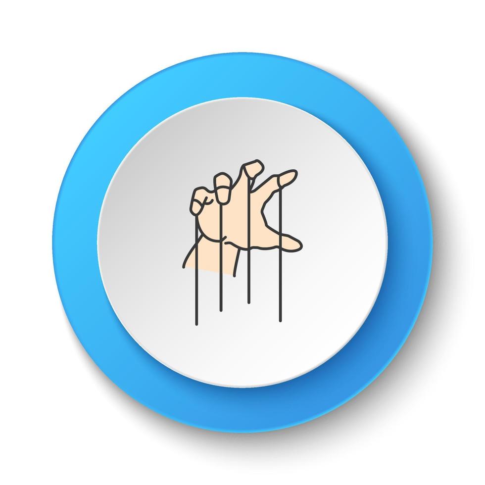 Round button for web icon, Hand, puppet, theater. Button banner round, badge interface for application illustration on white background vector