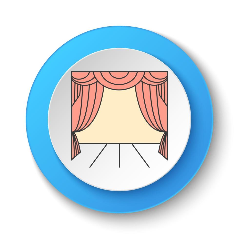 Round button for web icon, Theater curtain. Button banner round, badge interface for application illustration on white background vector