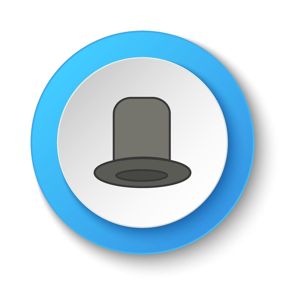 redondo botón para web icono, clásico hombre sombrero. botón bandera redondo, Insignia interfaz para solicitud ilustración en blanco antecedentes vector