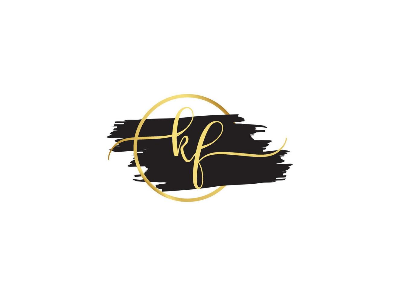 Golden Kf Logo Icon, Initial KF Signature Letter Logo Template vector