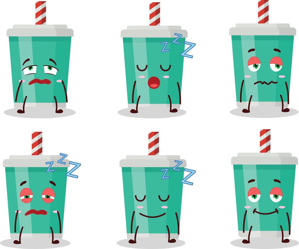 dibujos animados personaje de soda botella con soñoliento expresión vector