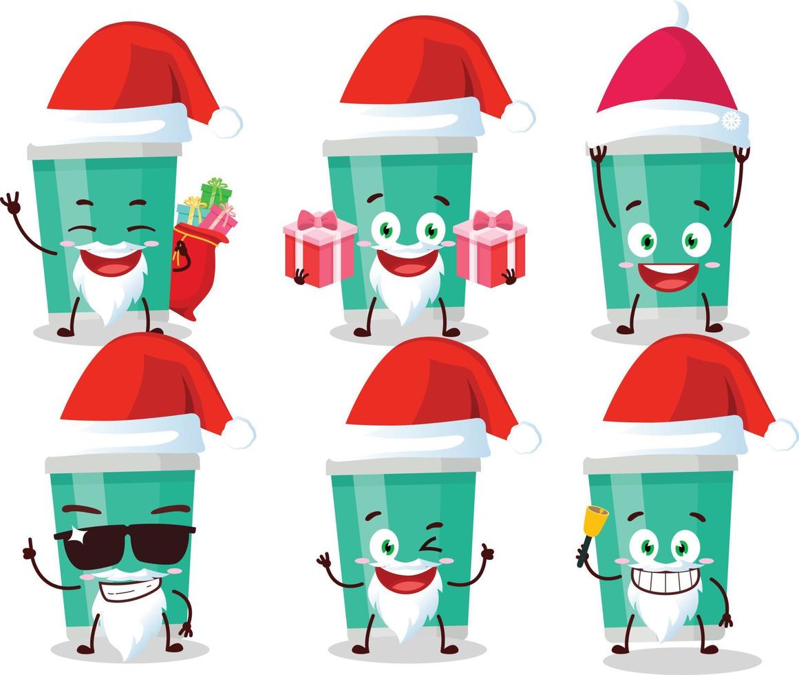 Papa Noel claus emoticones con soda botella dibujos animados personaje vector