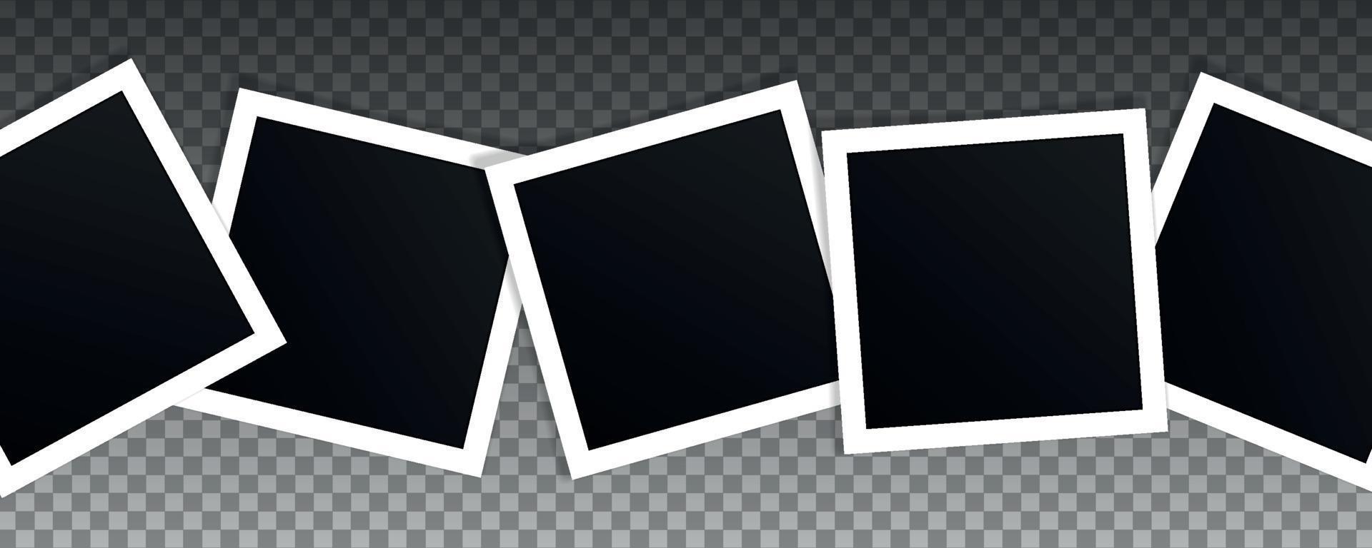 Set of square vector photo frames. Collage of realistic frames. Template design.