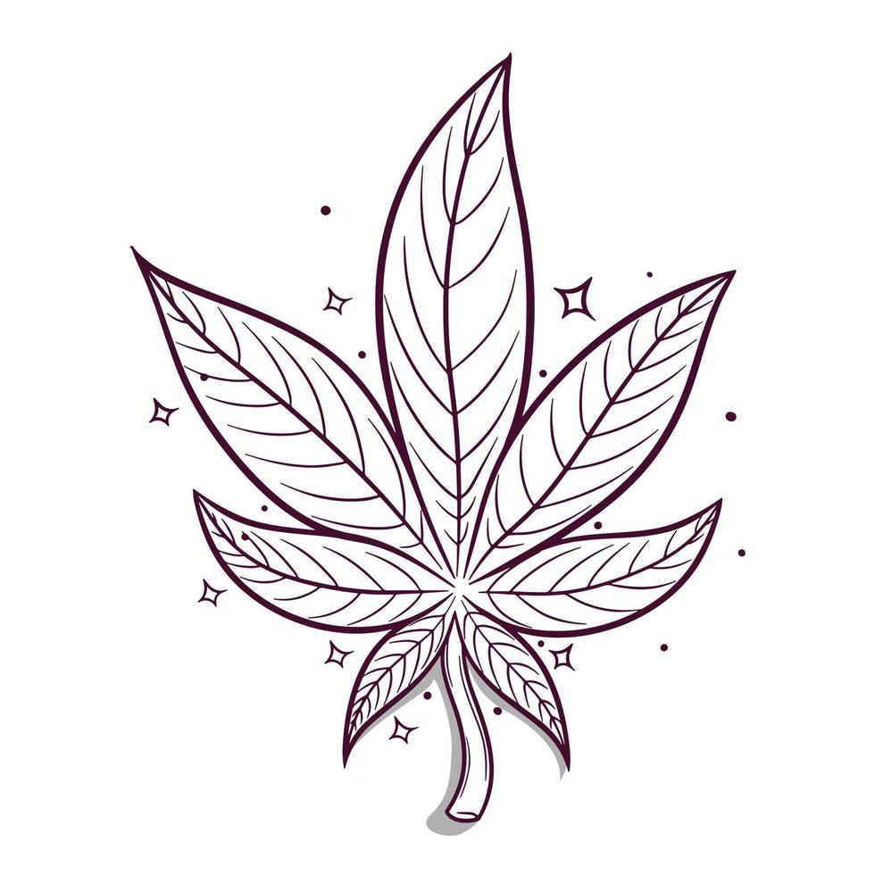 hand drawn marijuana leaf vector illustration