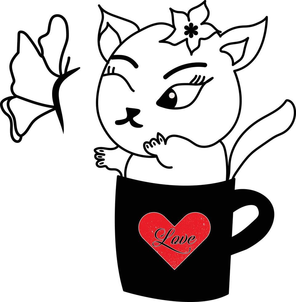 love cat t shirt design vector