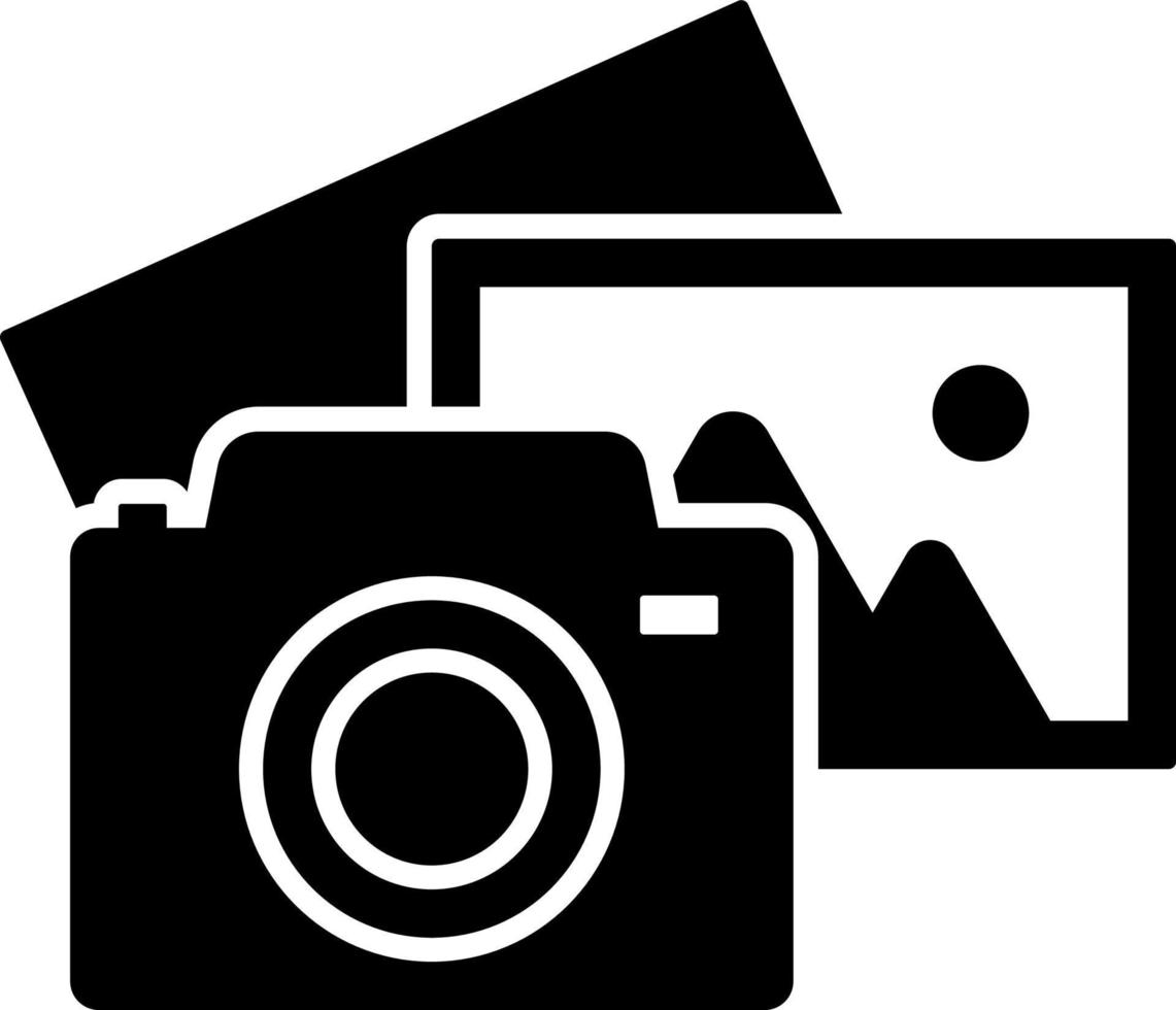 Camera and pictures. Photo shooting background. Modern icon design. Vector icon