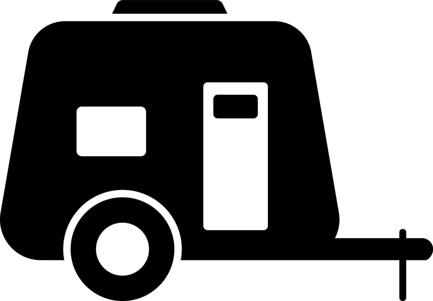 Car house on wheels solid icon. Truck moving house vector illustration isolated on white. Camper glyph style design, designed for web and app.