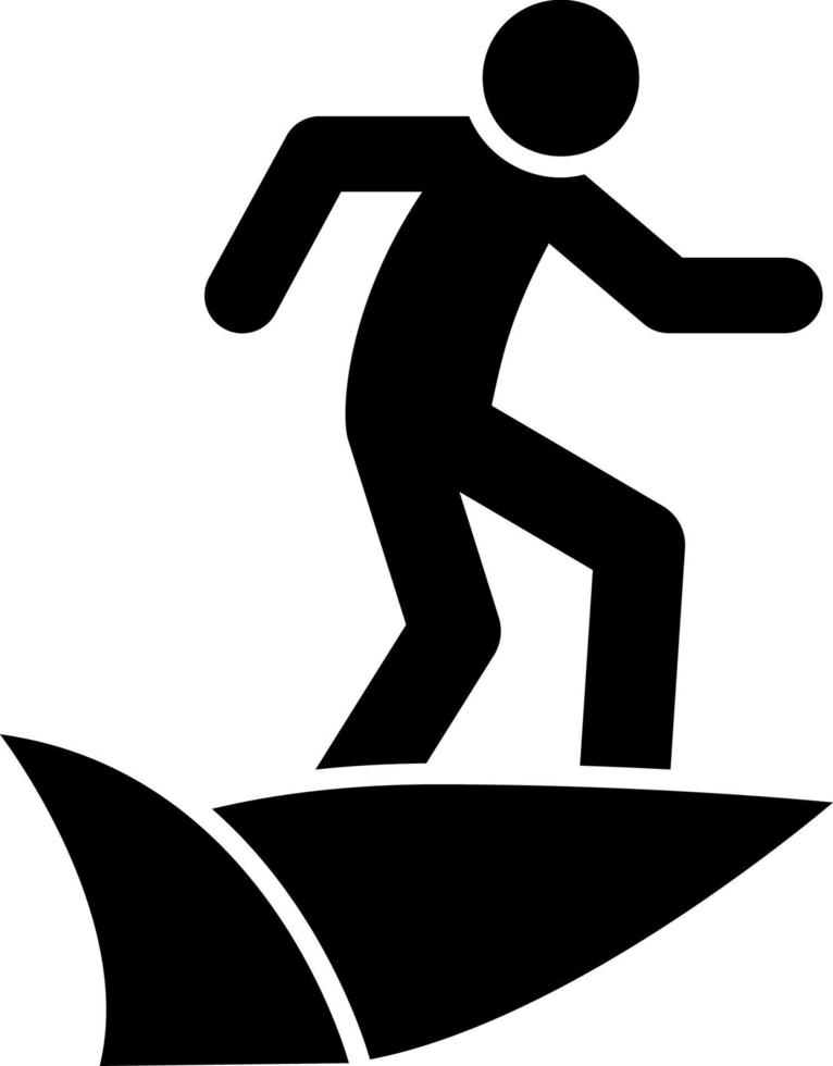 Boy on the surf board icon thin glyph for web and mobile, modern minimalistic flat design. Vector icon