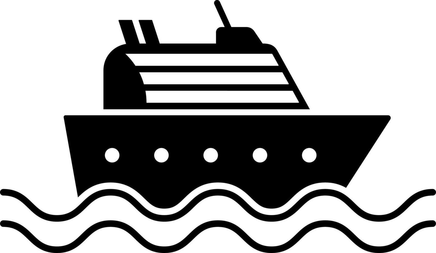 Cruise Ship. Bon voyage vector label with steering wheel. Vector icon