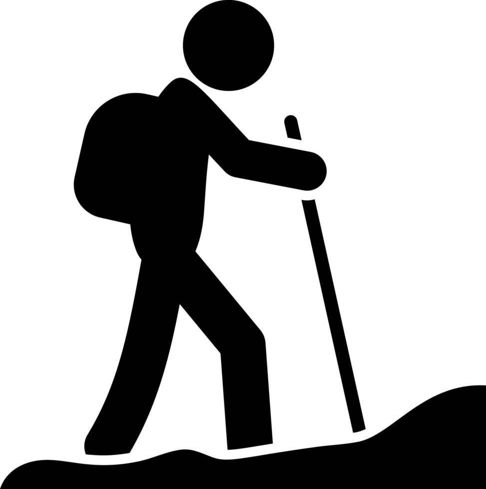 Tourist backpacker black icon. Vector icon