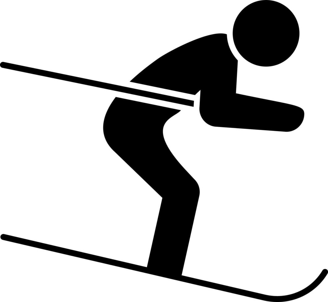 Downhill skiing icon thin glyph for web and mobile, modern minimalistic flat design. Vector icon