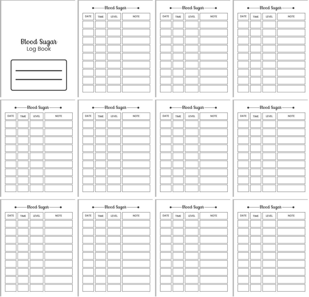 Blood Sugar Log Book vector