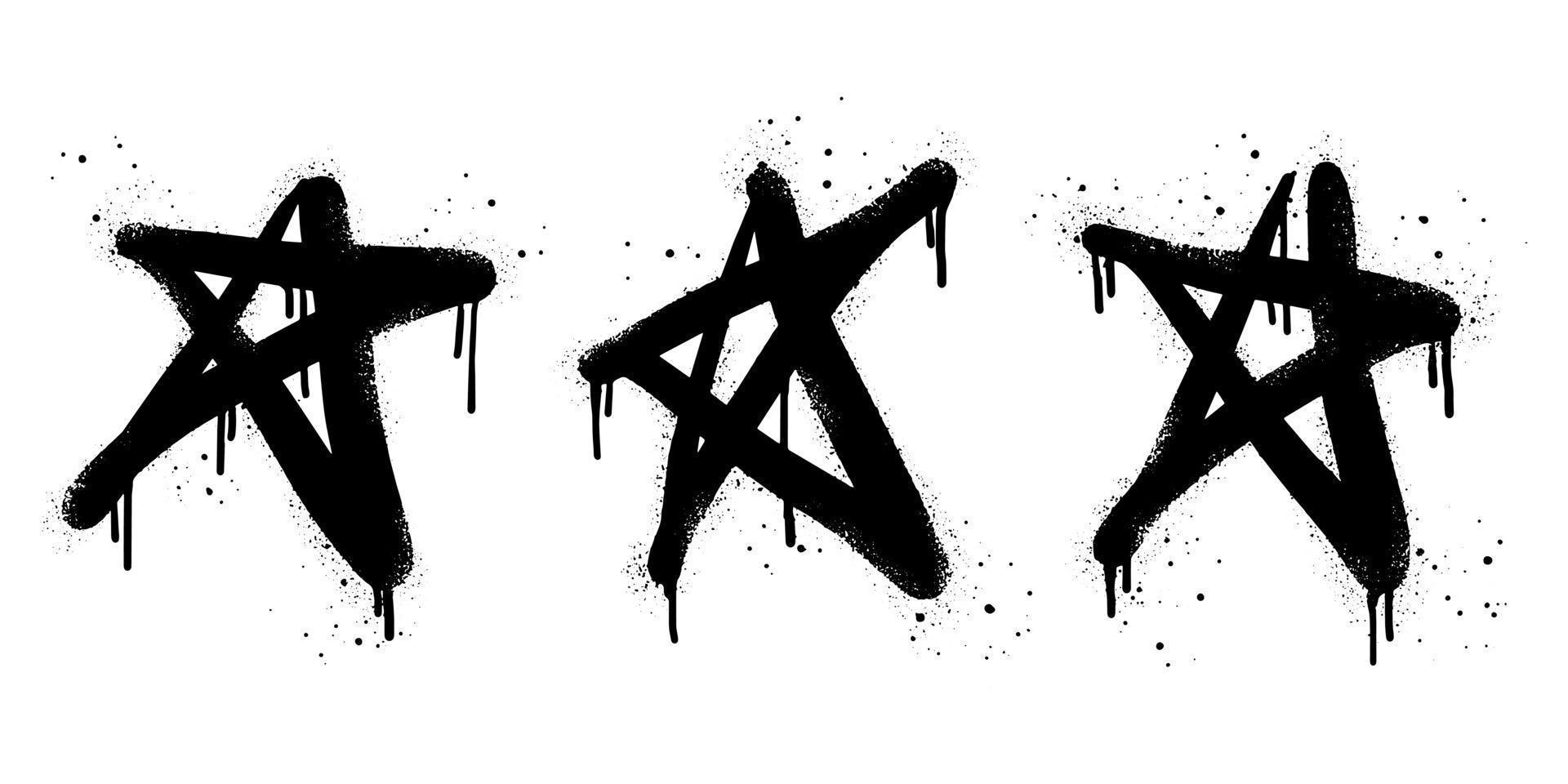 Spray painted graffiti Star sign in black over white. Star drip symbol.  isolated on white background. vector illustration