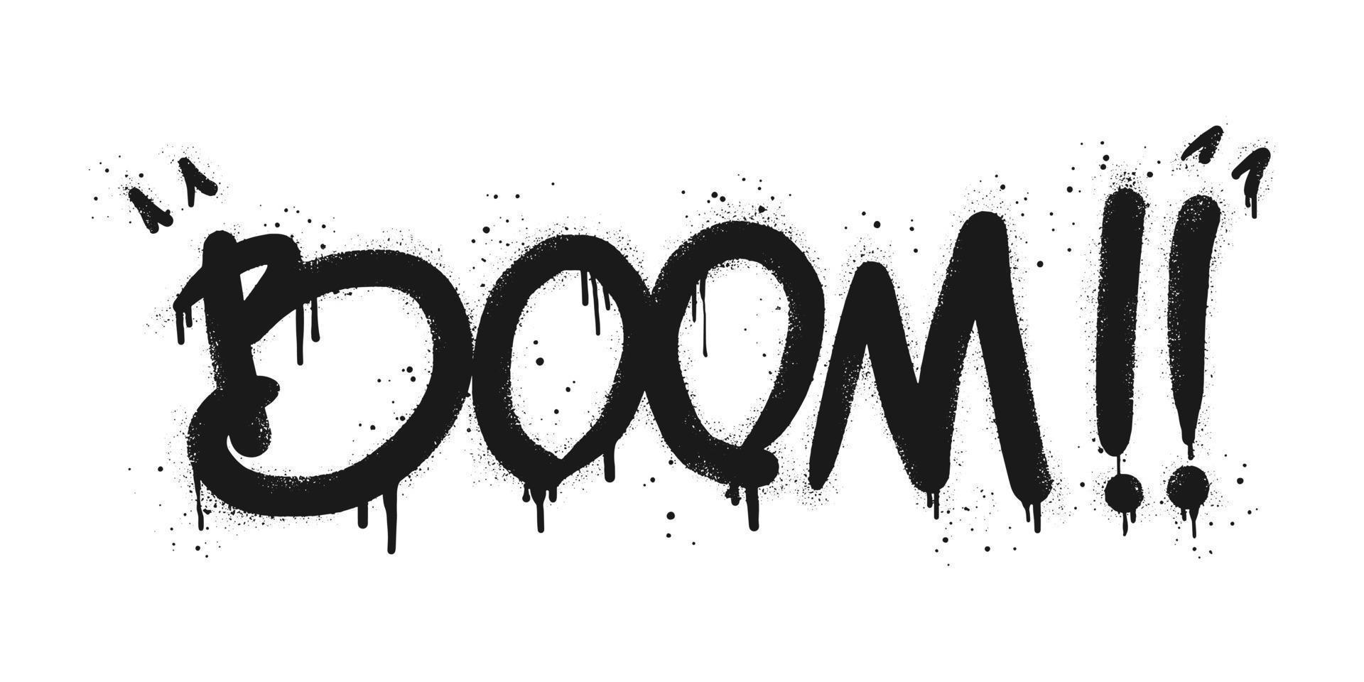 Spray painted graffiti Boom word in black over white. Boom drip symbol.  isolated on white background. vector illustration