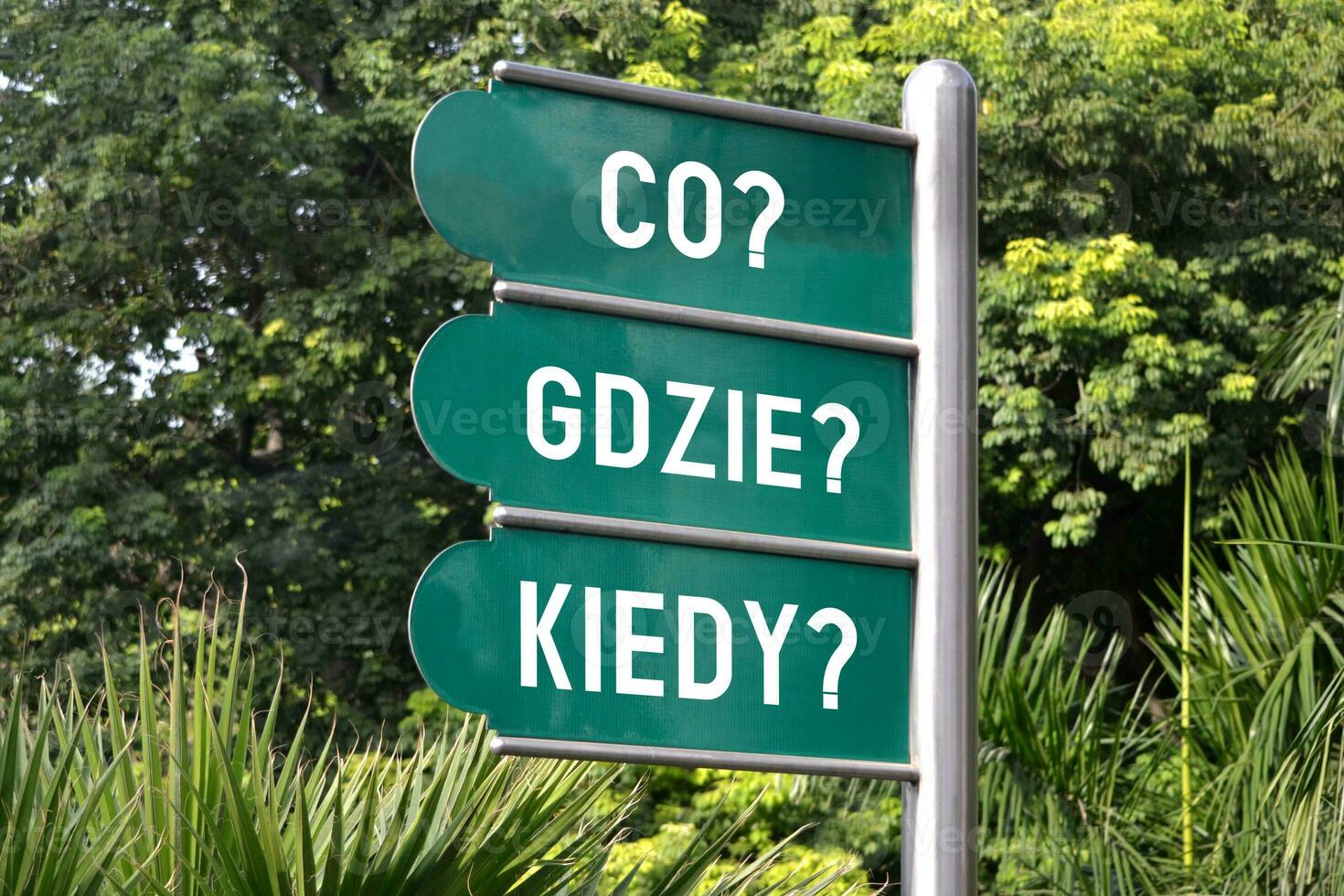 What, Where, When Questions in Polish - Green Metal Signpost photo