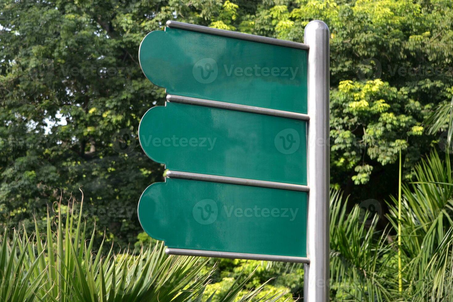 Green Metal Signpost With Trees on Second Plan photo