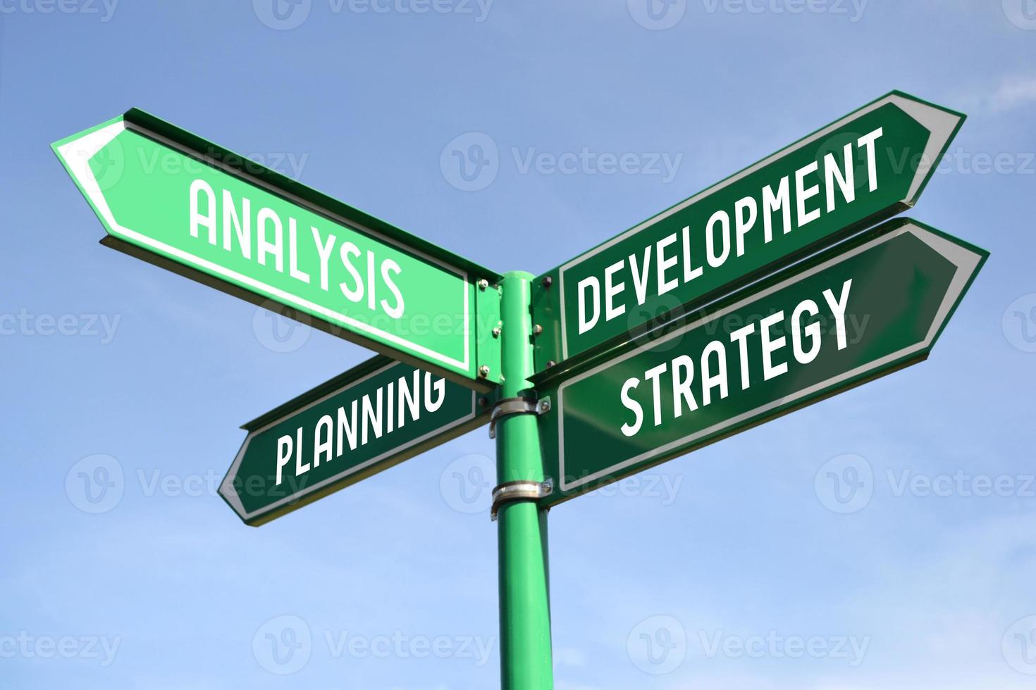 Analysis, Development, Strategy, Planning - Signpost With Four Arrows photo