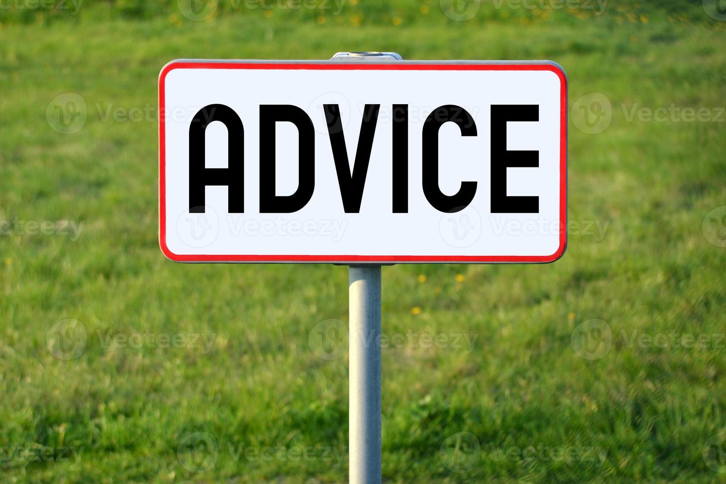 Advice - White Sign on a Grass photo