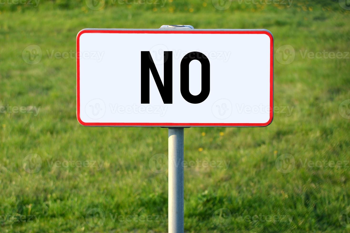 No - White Sign on a Grass photo