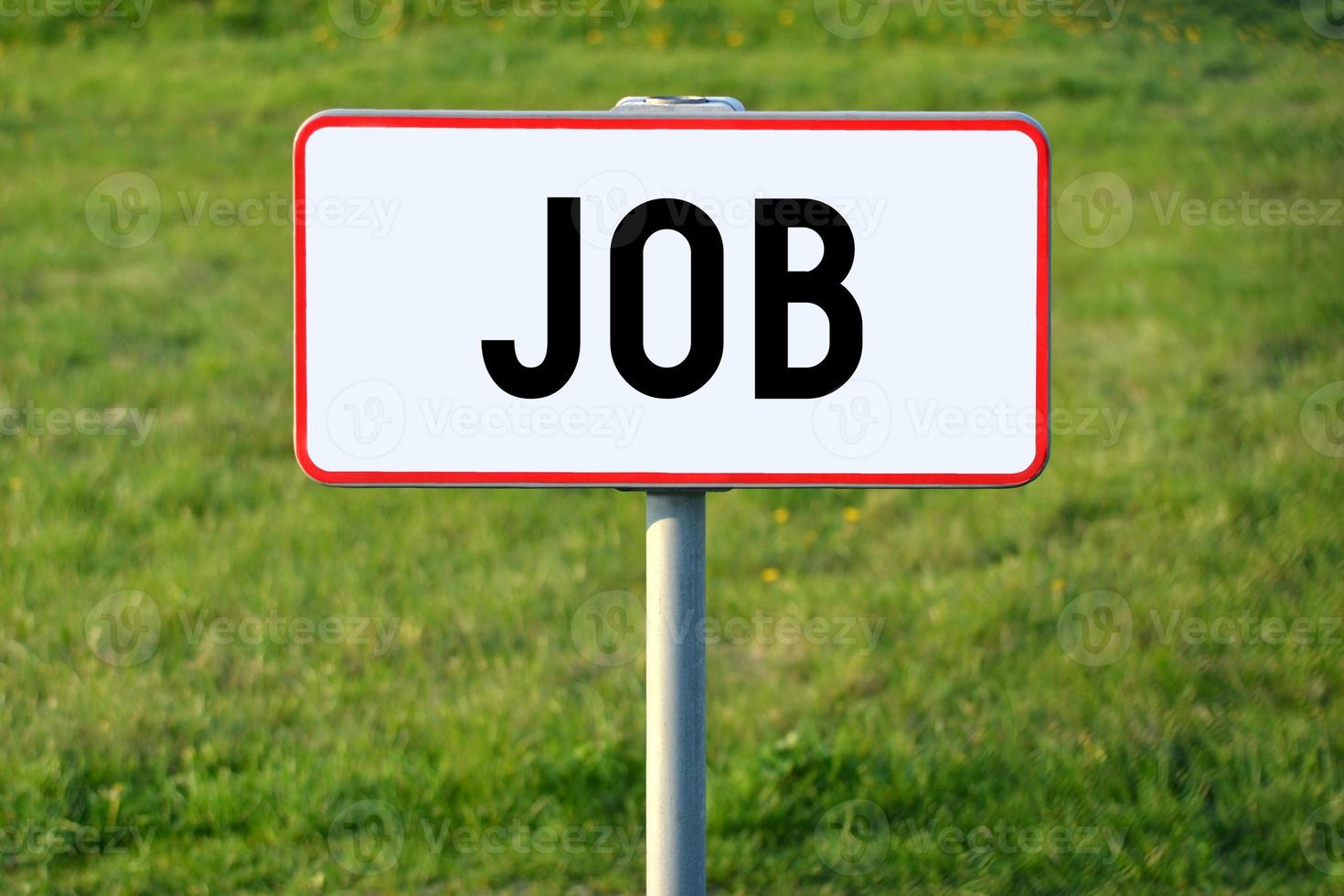 Job - White Sign on a Grass photo