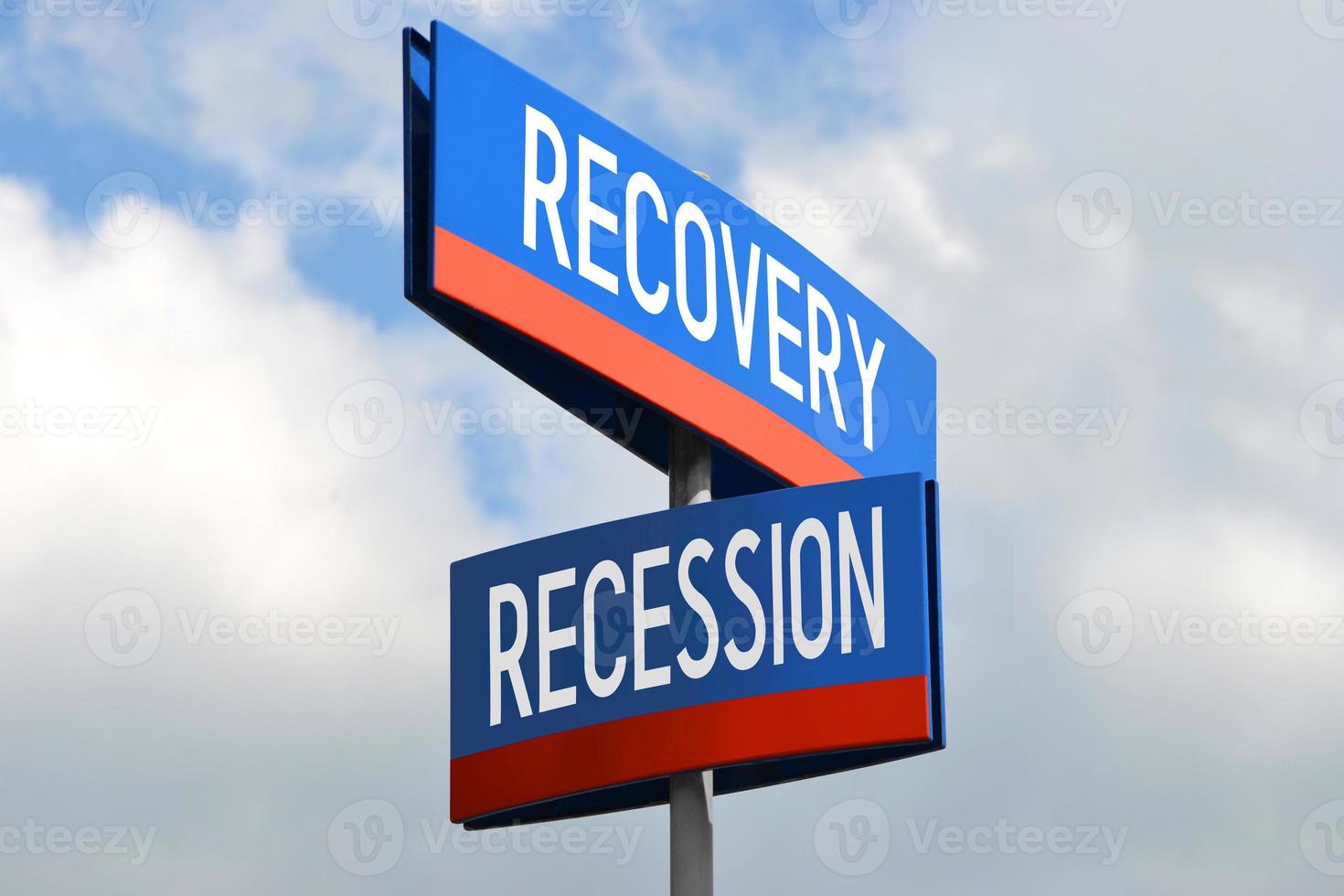 Recovery and Recession Street Sign photo