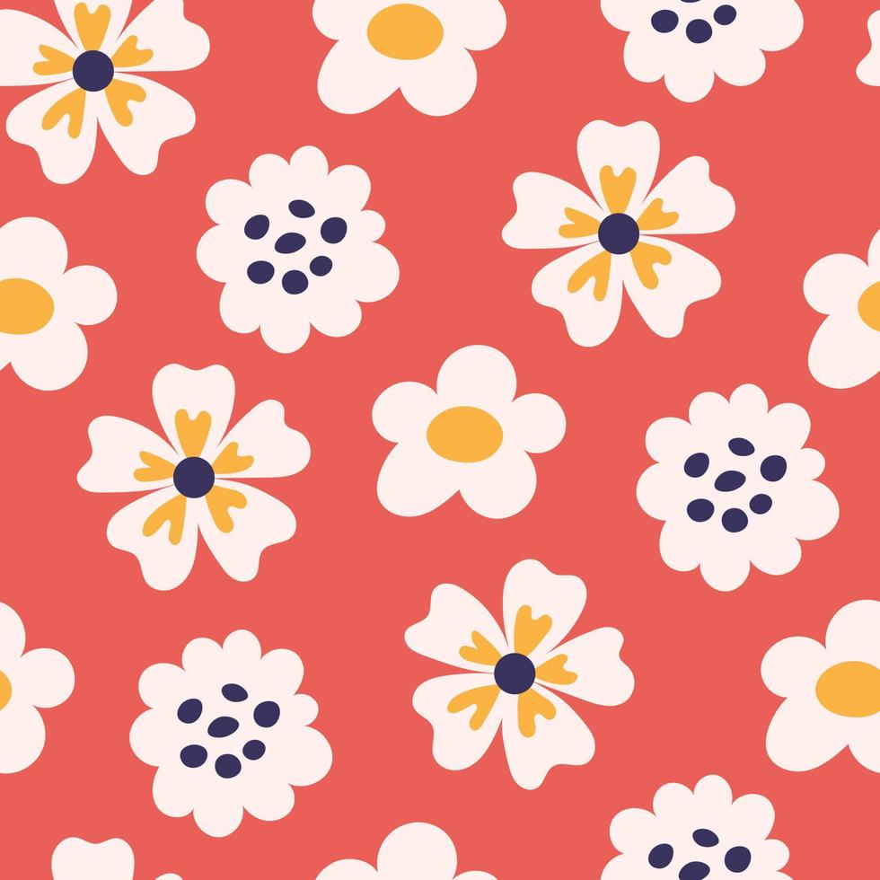 Simple flowers seamless pattern vector