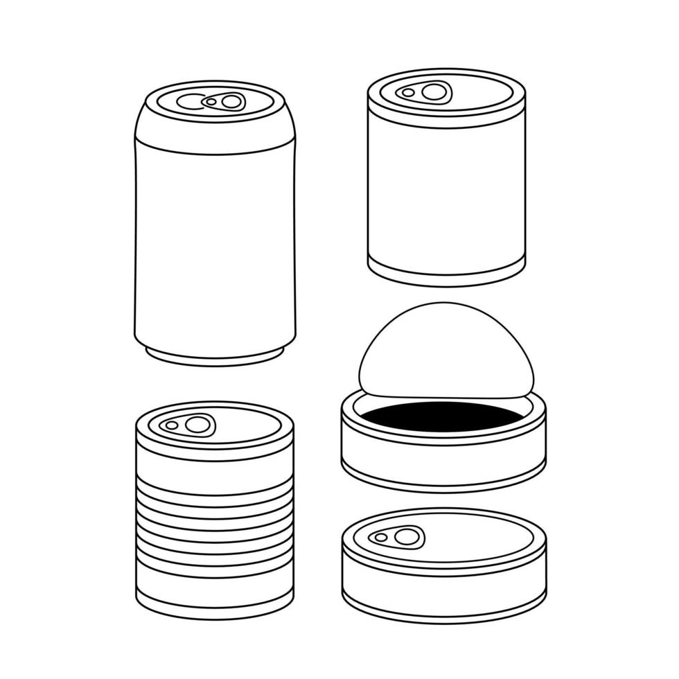 Metal cans vector set