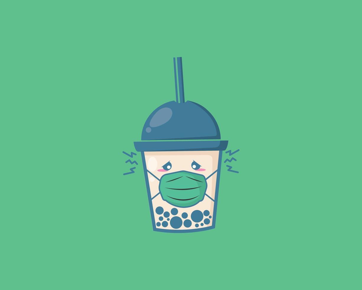 boba sick cute vector icon design