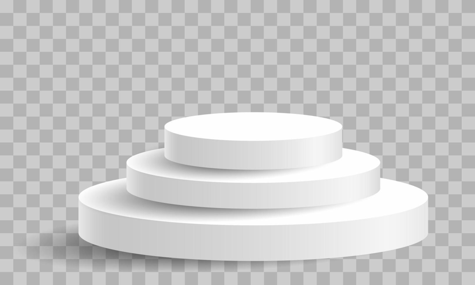Realistic white circle podium steps on grey checkered vector
