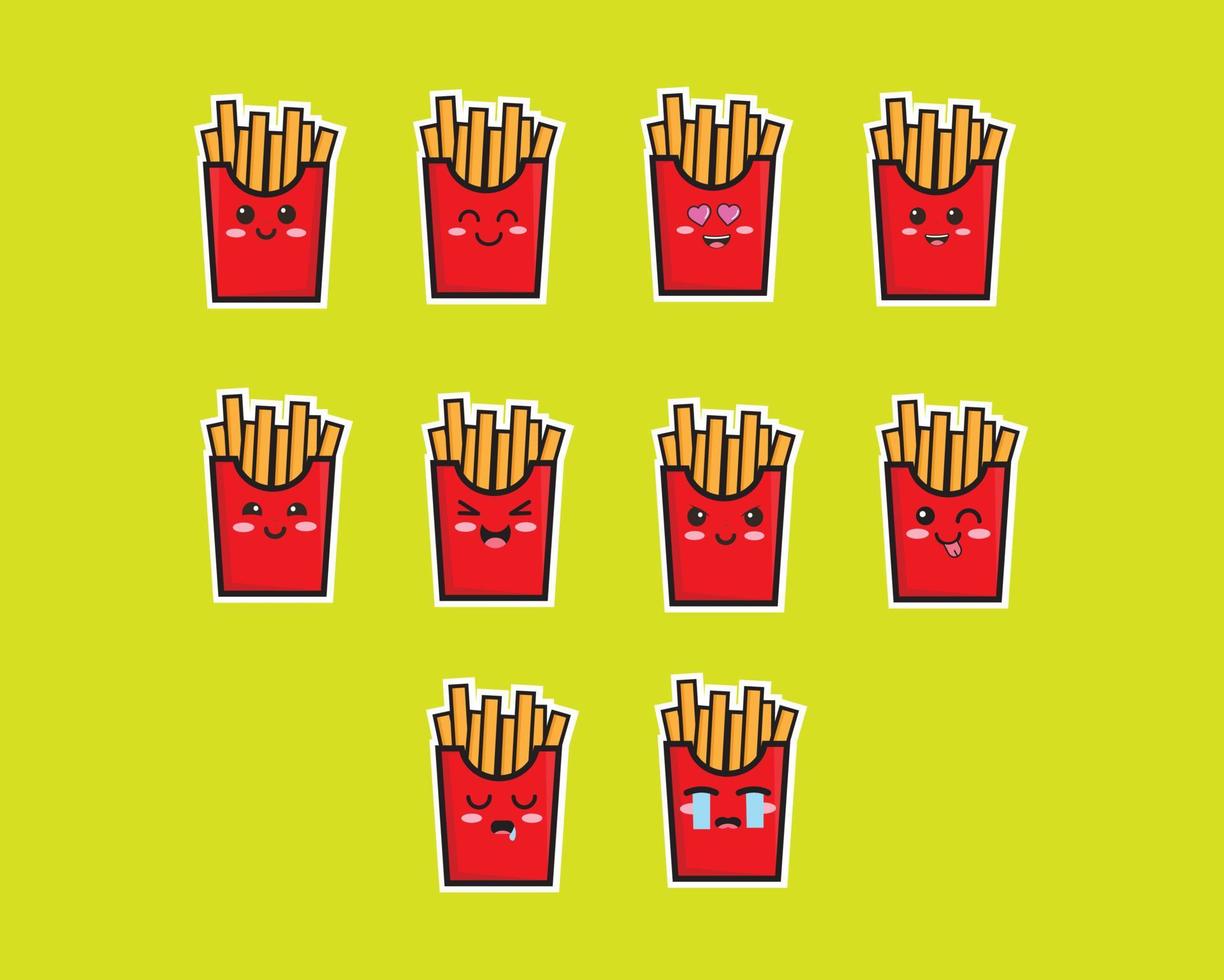 francés papas fritas linda vector icono diseño