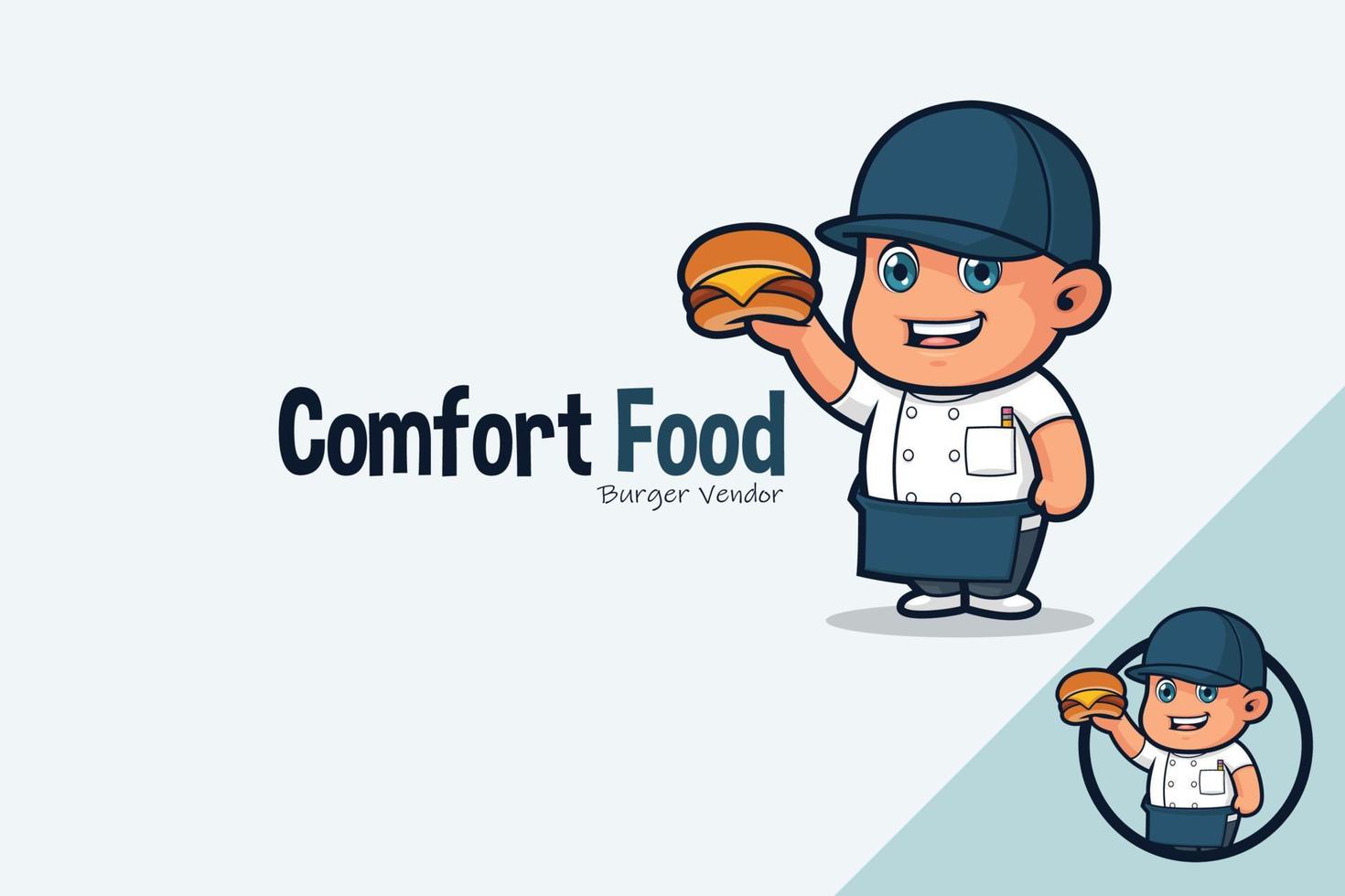 Cute Chef Holding Cheese Burger vector