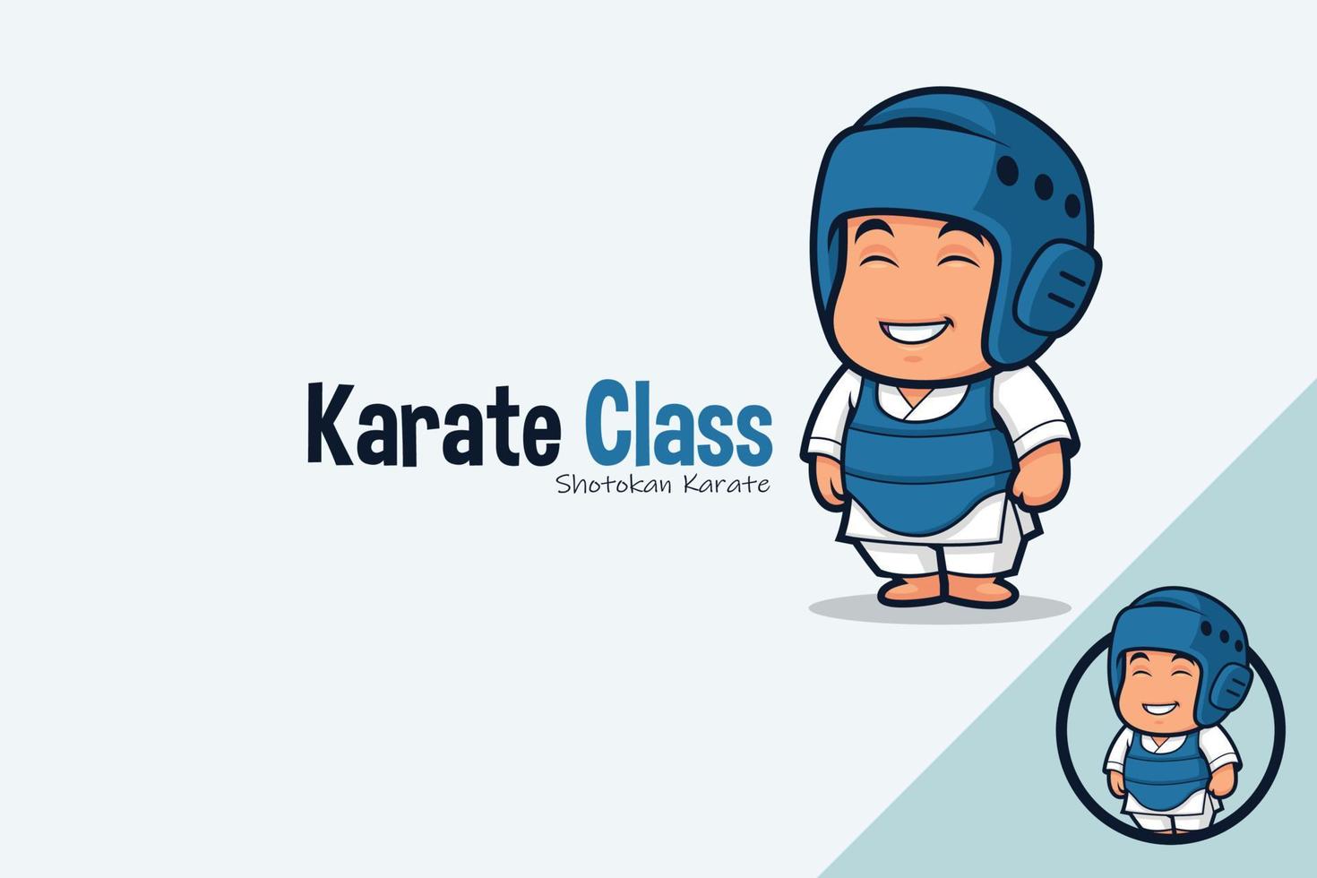 Cute Karate Kid in Karate Uniform Wearing Head Guard and Chest Guard vector