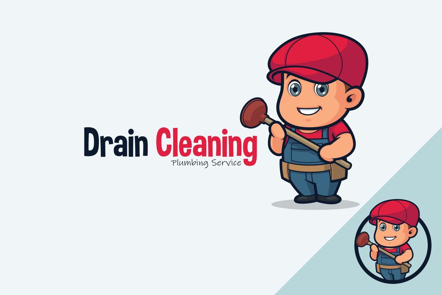 Cute Plumber Holding A Plunger vector