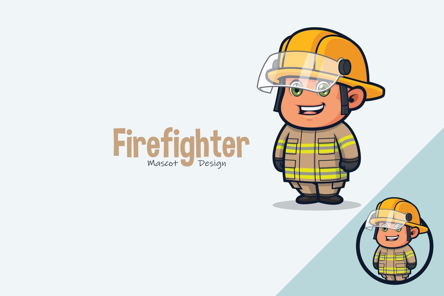 Cute Firefighter in Full Gear vector