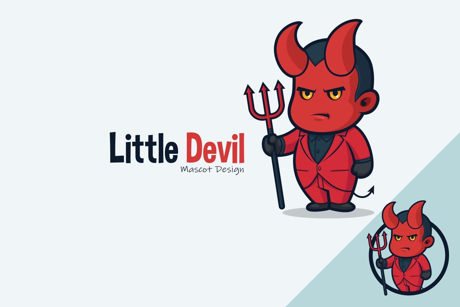 Cute Devil In Red Tuxedo Carrying Trident vector