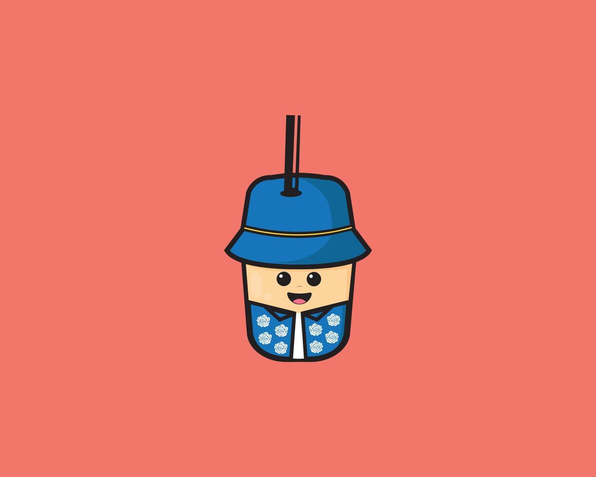 boba holiday cute vector icon design