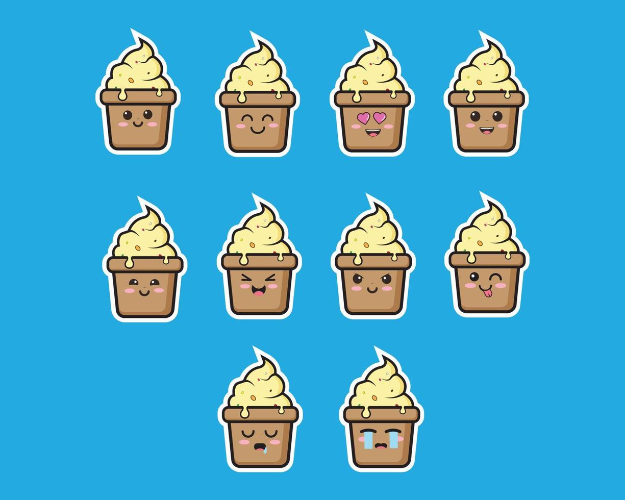 ice cream cup cute vector icon design