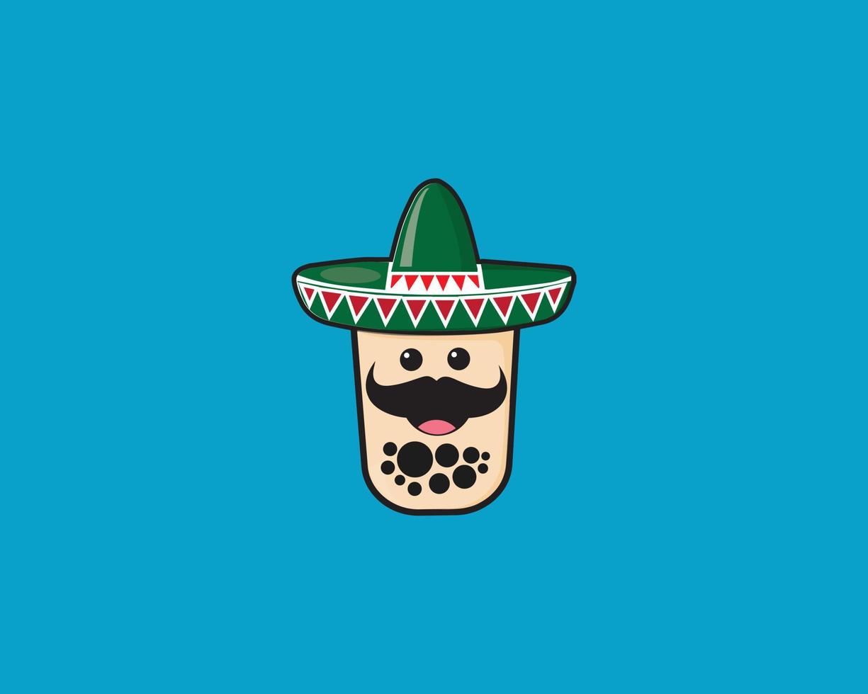boba cute mariachi vector icon design
