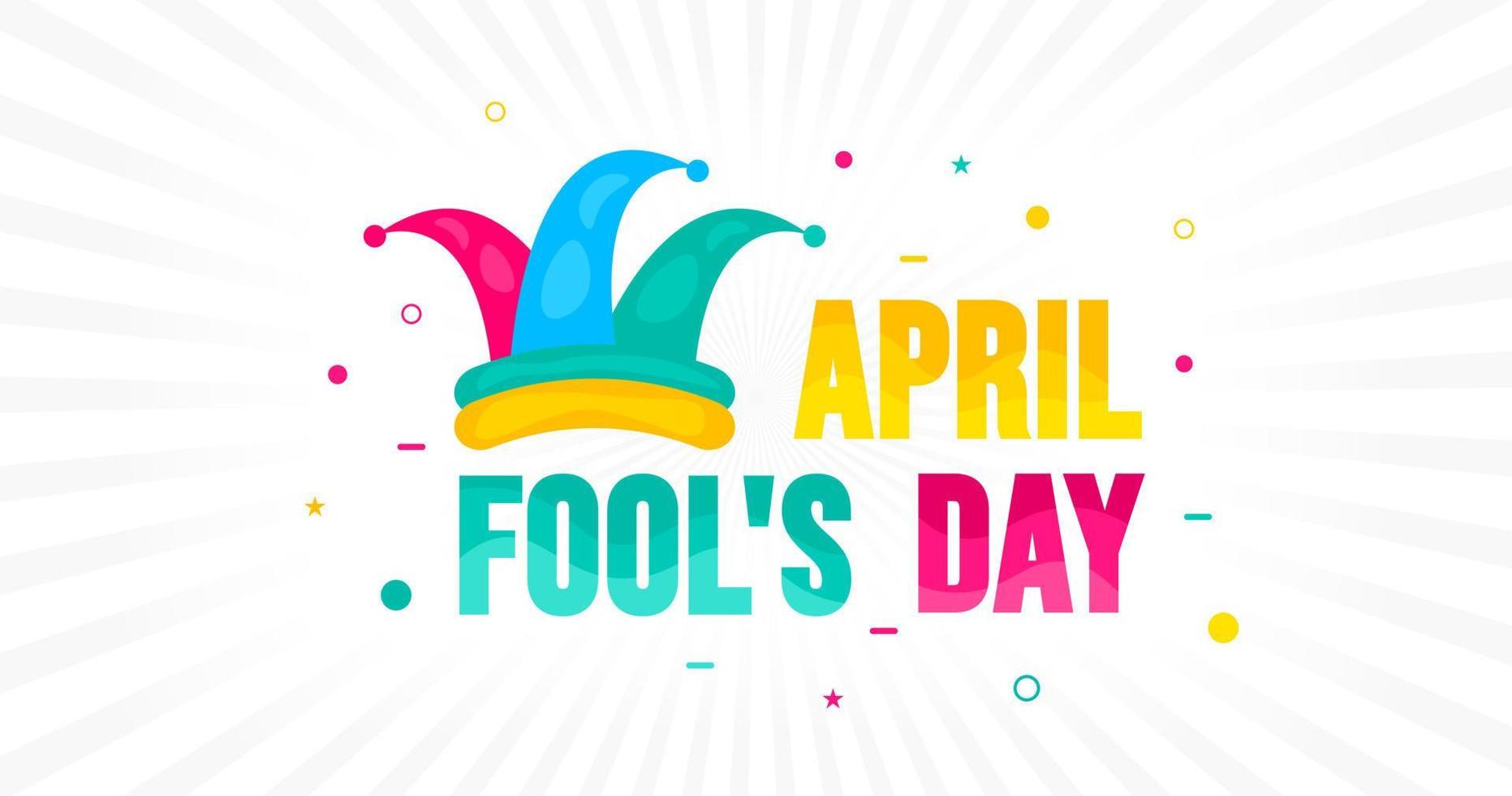 April fools day background, or banner design template with funny prank illustration vector for April fools day event 1 April celebration. April fools day colorful typography design.