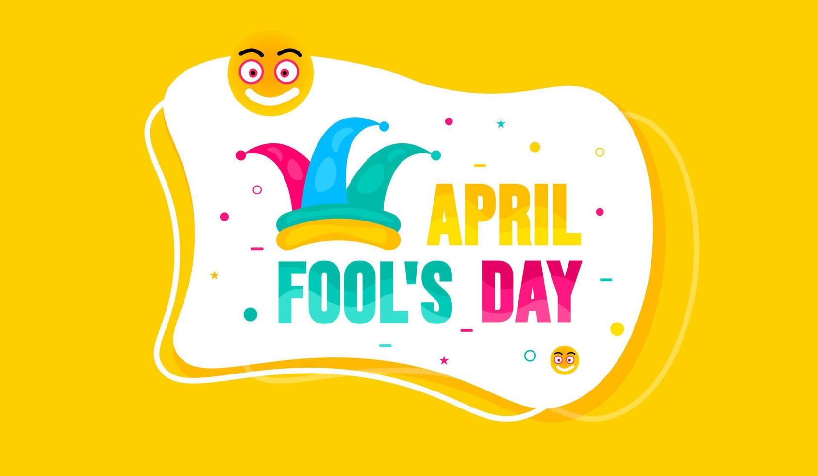 April fools day background, or banner design template with funny prank illustration vector for April fools day event 1 April celebration. April fools day colorful typography design.