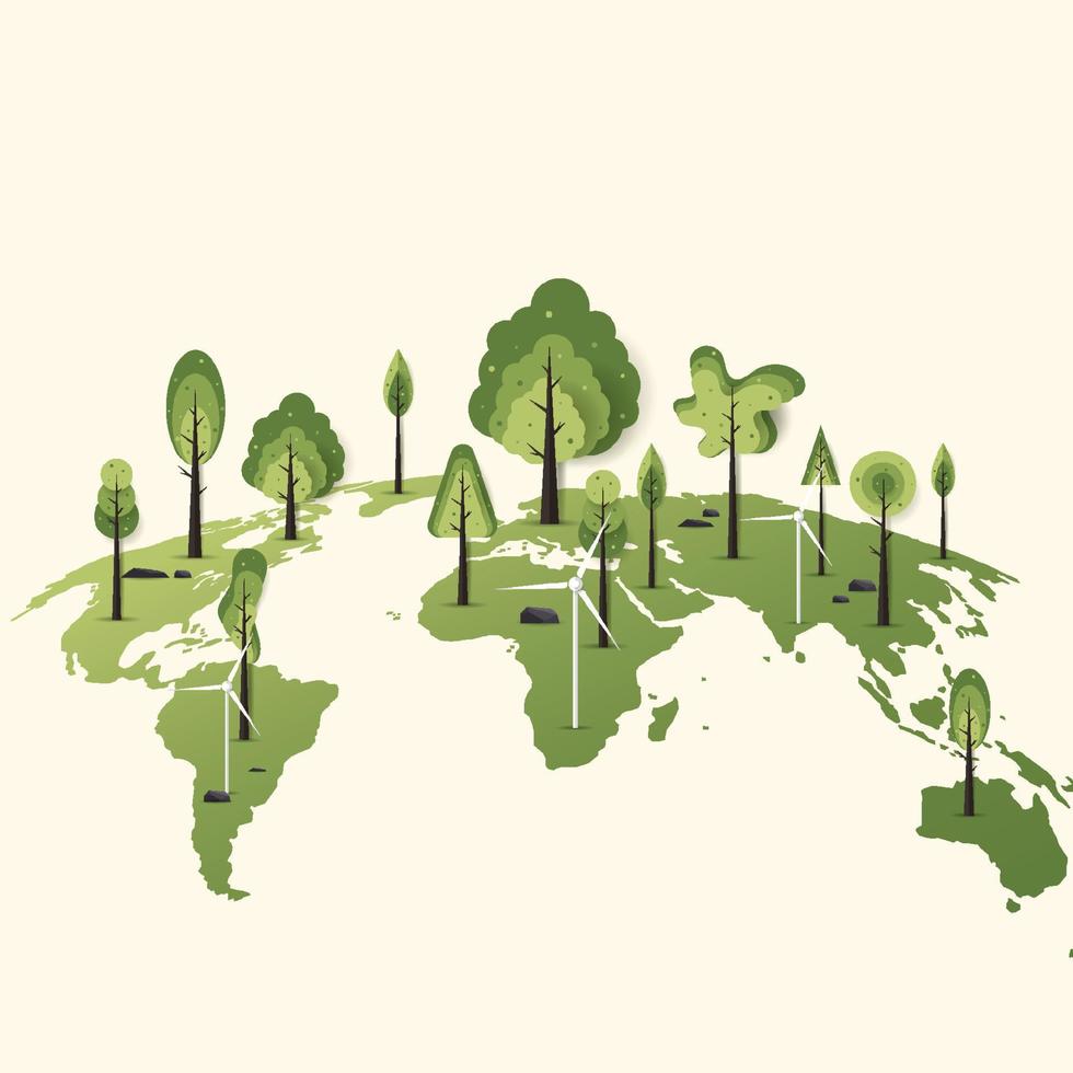 World Environment Day concept with Save the world. Nature or Healthy. Eco friendly design. Vector illustration