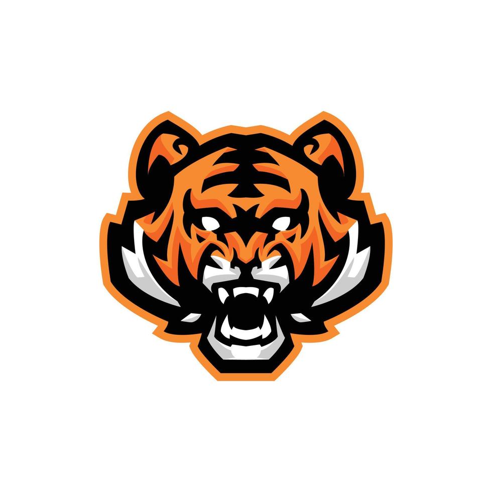 rugido Tigre cabeza mascota logo para Deportes equipos y competiciones vector