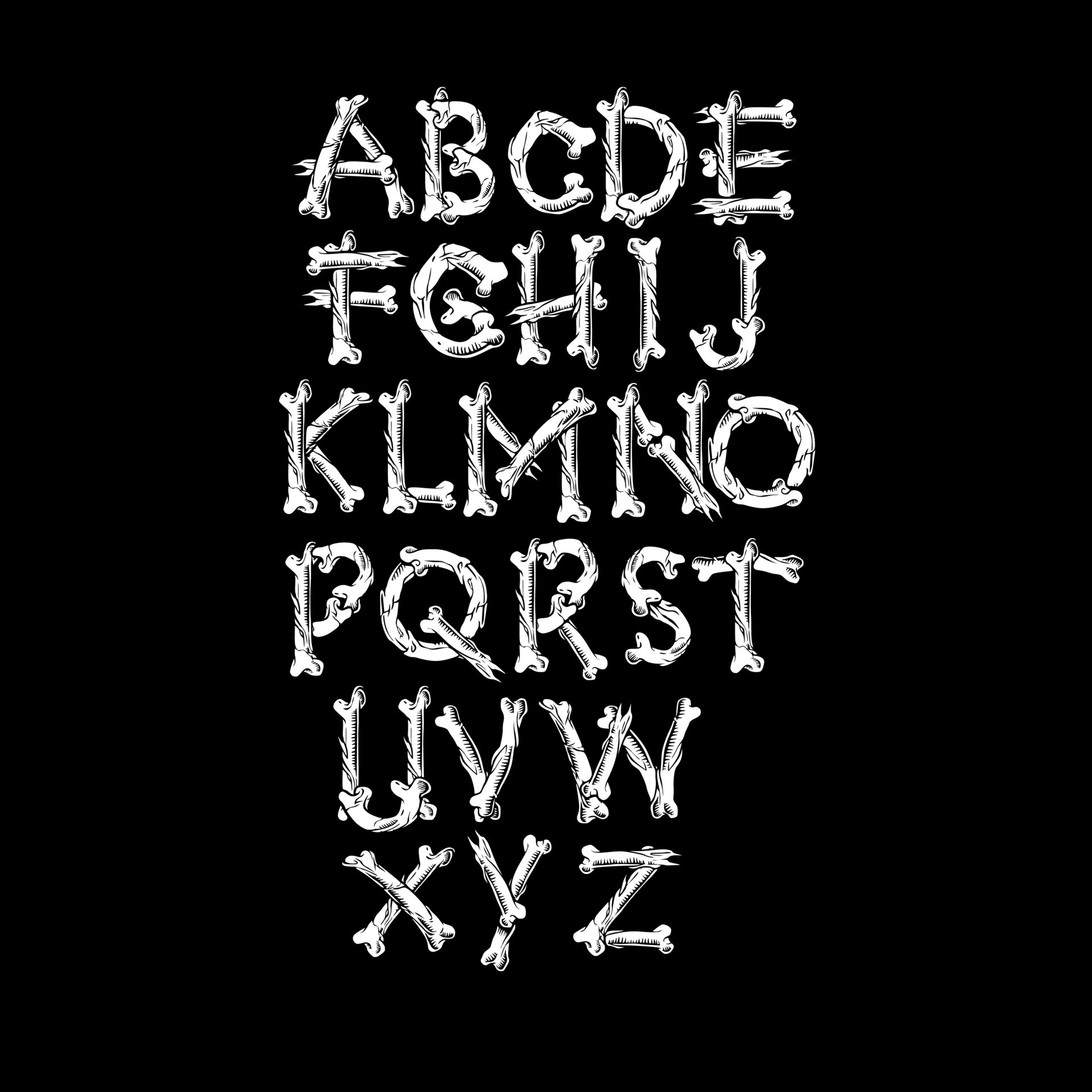 Bone Alphabet Graphic Asset Set 21672575 Vector Art at Vecteezy