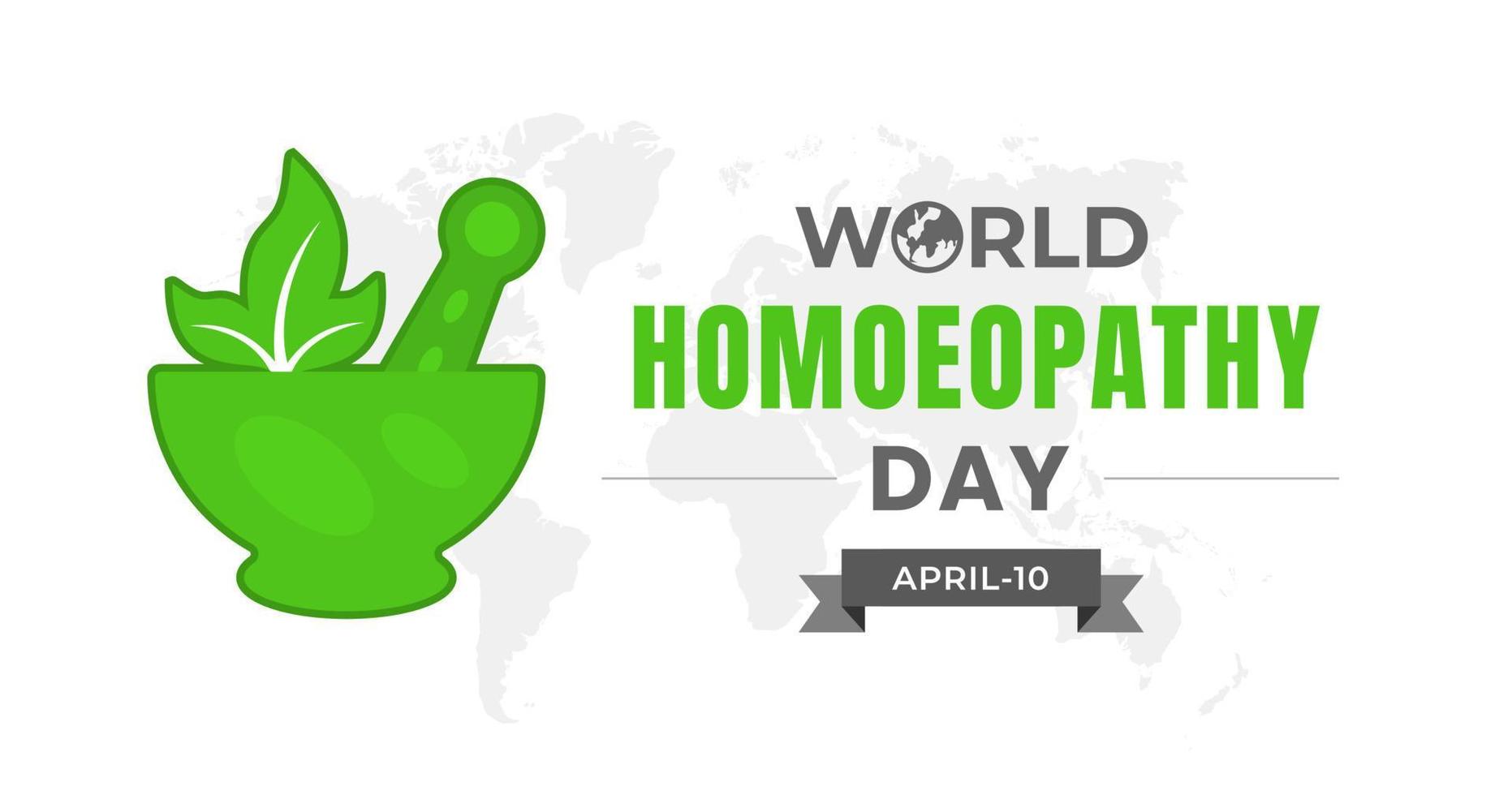 World Homoeopathy Day background for banner design template with green